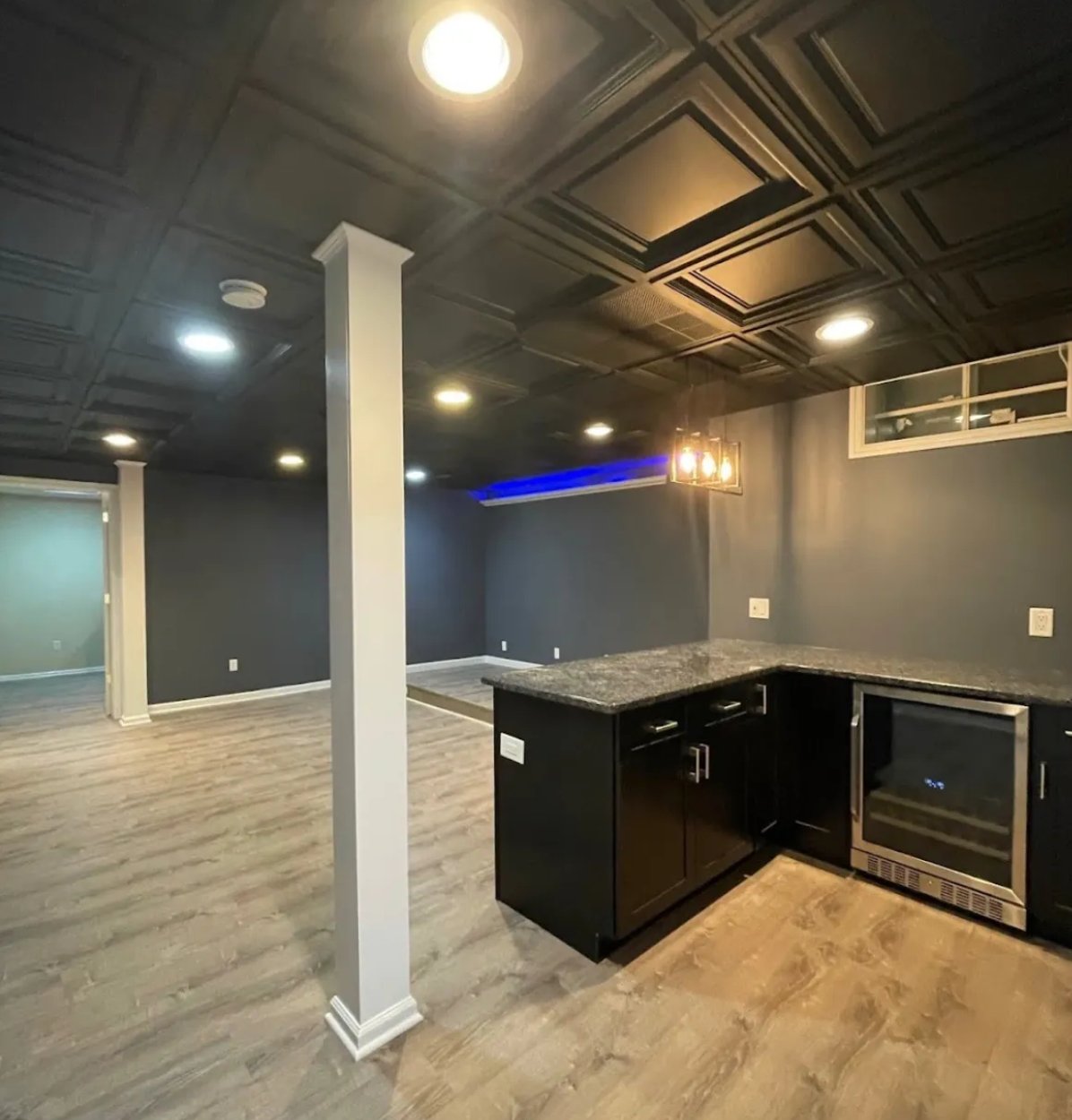 Finished basement with bar