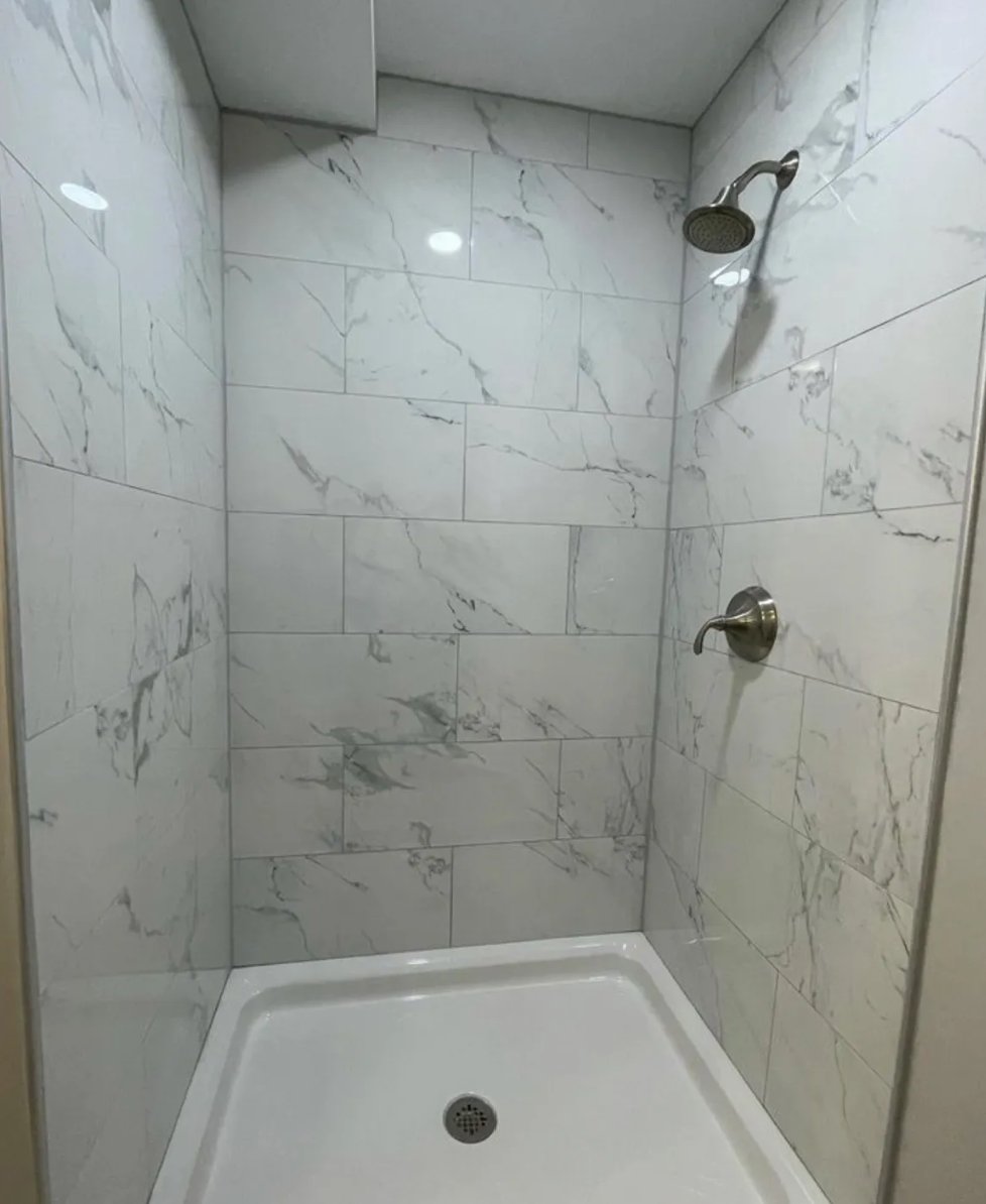 Marble walk-in shower